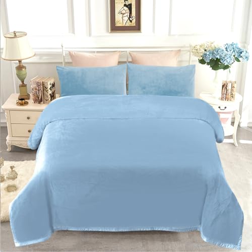JYK Fleece Plush Blanket King Size 85'' x 95'' - Premium Silky Flannel Fleece Blanket 4.4 LB, Lightweight and Fluffy Cozy Plush Comfy Microfiber Fleece Blanket for Couch Sofa Bedroom, Light Blue - Image 2