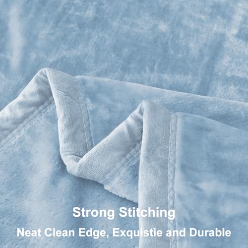 JYK Fleece Plush Blanket King Size 85'' x 95'' - Premium Silky Flannel Fleece Blanket 4.4 LB, Lightweight and Fluffy Cozy Plush Comfy Microfiber Fleece Blanket for Couch Sofa Bedroom, Light Blue - Image 5