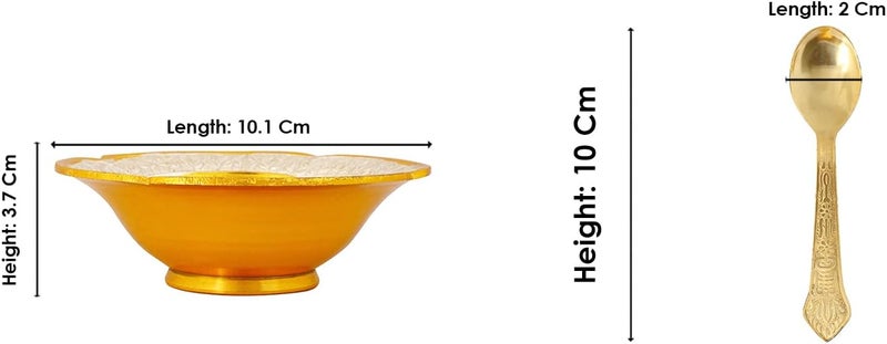 SATVIK STORE SATVIK 1 Set Designer Gold Silver Plated Lotus Flower Dessert Dry Fruits Embossed Serving Bowl With Spoon Set Festive Diwali Pujan Decortive Bhog Bowl Christmas Housewarming Wedding Return Gift Items  - Image 4