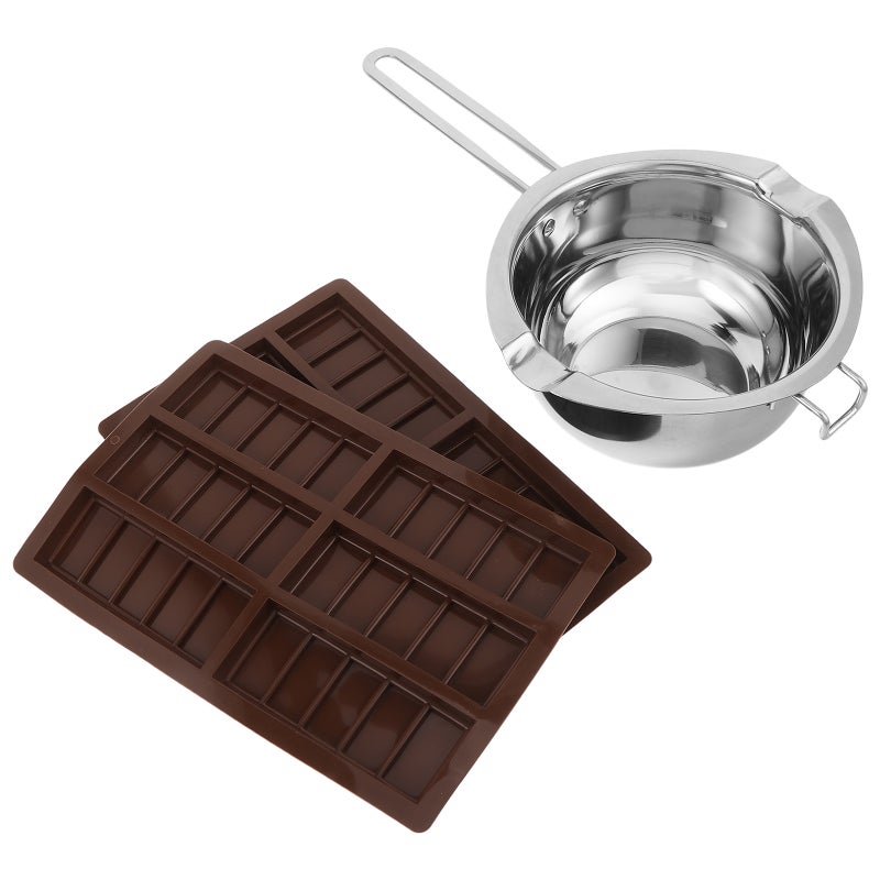 1 Set Double Boiler Chocolate Melting Pot - 1200ml Stainless Steel Chocolate Melter Pot for Stove Top - Candy Melting Kit with Molds - Image 3