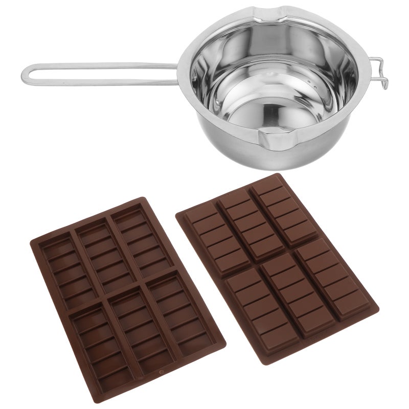 1 Set Double Boiler Chocolate Melting Pot - 1200ml Stainless Steel Chocolate Melter Pot for Stove Top - Candy Melting Kit with Molds - Image 1