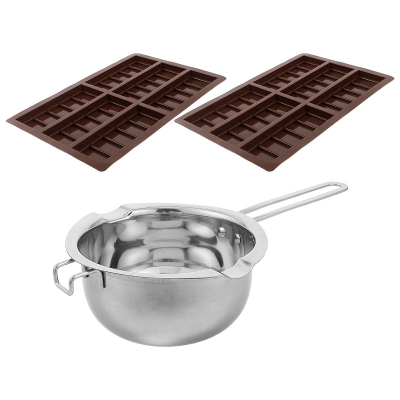 1 Set Double Boiler Chocolate Melting Pot - 1200ml Stainless Steel Chocolate Melter Pot for Stove Top - Candy Melting Kit with Molds - Image 4