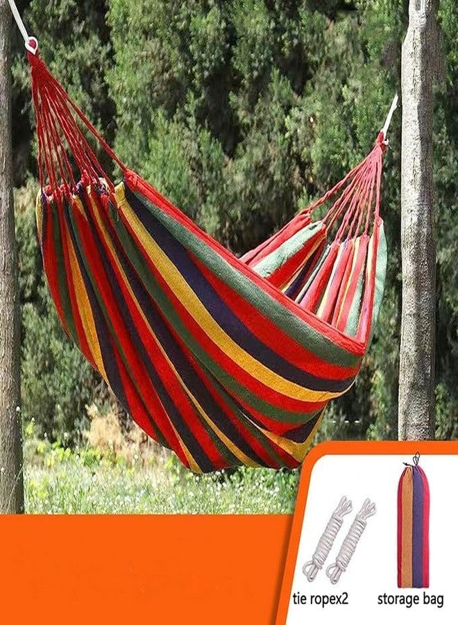 DIPDEYCamping Hammock Swing Cotton Fabric Portable Travel Tree Hanging Bed Indoor Outdoor Garden Beach Sleeping Jhula for Baby Adults Men & Women, Multicolour - Image 2