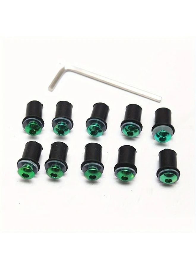 مجموعة صواميل جرين إم 5 العالمية للدراجات النارية، مجموعة من 10 صواميل لشاشة الرياح وبراغي التغطية للدراجات الكافيه ريسر والبوب - Image 1