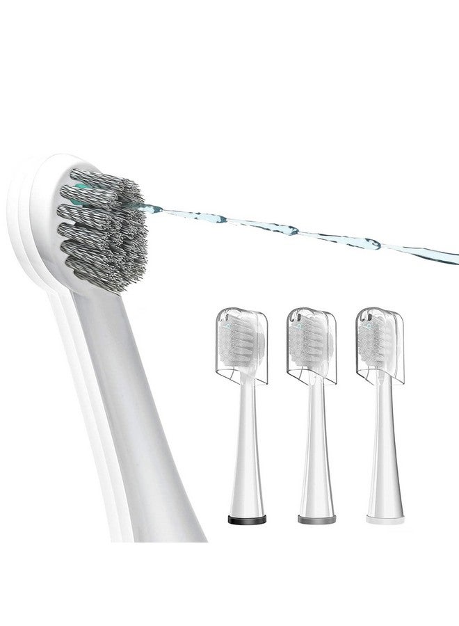 ZoCCee Replacement Brush Heads For Waterpick Sonic Fusion 2.0 Flossing Toothbrush With Cover, Compact, 3 Count White, Hard Bristles  - Image 1