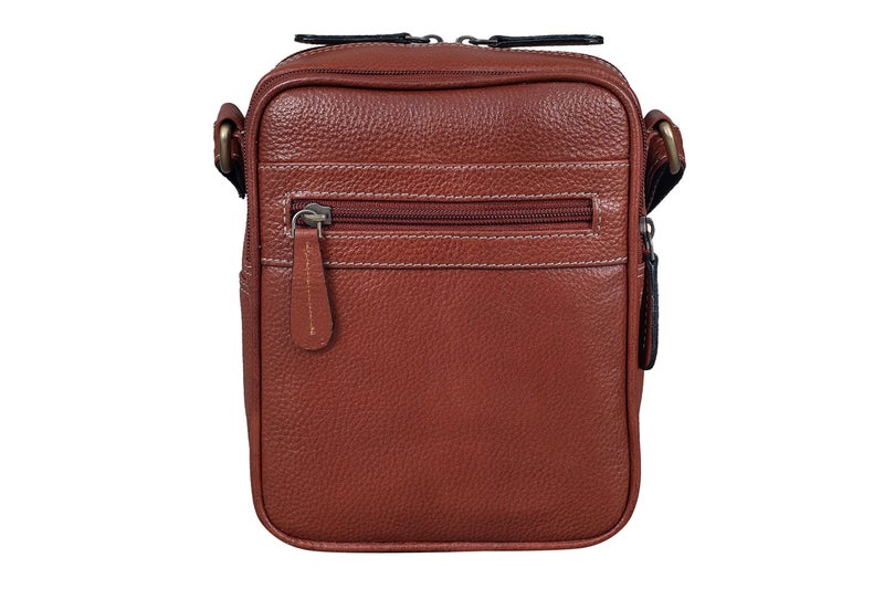 BRAND LEATHER Casual Use Leather Cross Body Sling Bag For Unisex (Tan) - Image 2