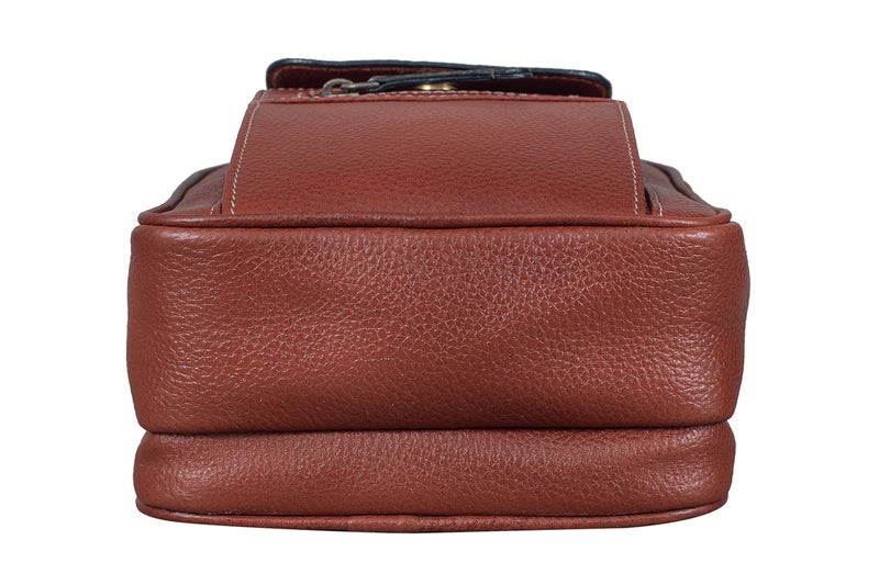 BRAND LEATHER Casual Use Leather Cross Body Sling Bag For Unisex (Tan) - Image 4