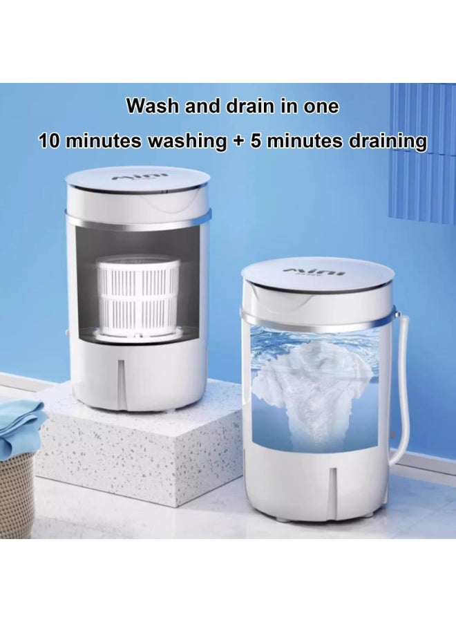 Bolivia's Portable Washing Machine,Mini Semi-automatic Laundry Washer with Dehydration Mode, Single Tub Washing Machine with Timer Control and Drain Hose(Color:White) - Image 5