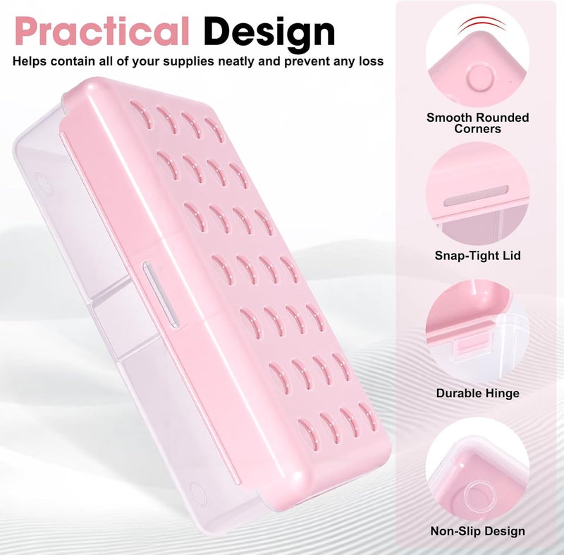 HUTUDD Plastic Pencil Box, Large Pencil Case, Clear Pencil Boxes with Snap-tight Lid, Hard Crayon Box Storage Marker Organizer Containers for Boys Girls Adults School Office Supplies (Pink) - Image 4