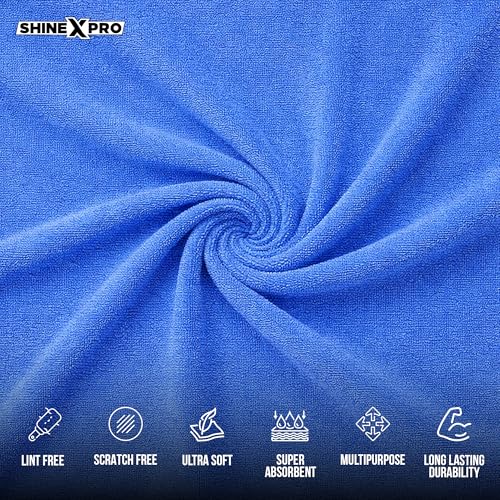 ShineXPro Microfiber Cleaning Cloth (8 Pack) - Soft 300 GSM Kitchen Cleaning Clothes - Highly Absorbent, Lint & Streak Free, Multipurpose Microfiber Cloth 40x40cm - Car Cleaning Clothes - Image 3