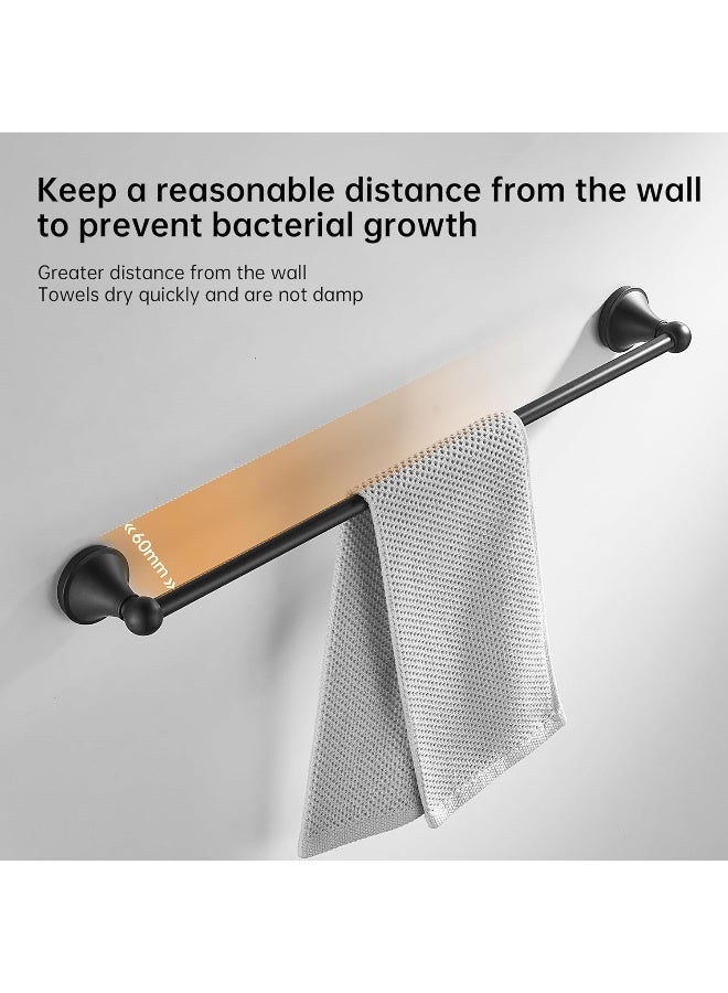 BRIMIX Bath Towel Rack Wall Mounted Towel Bar Bathroom Hardware Accessories Towel Holder (Black) - Image 4