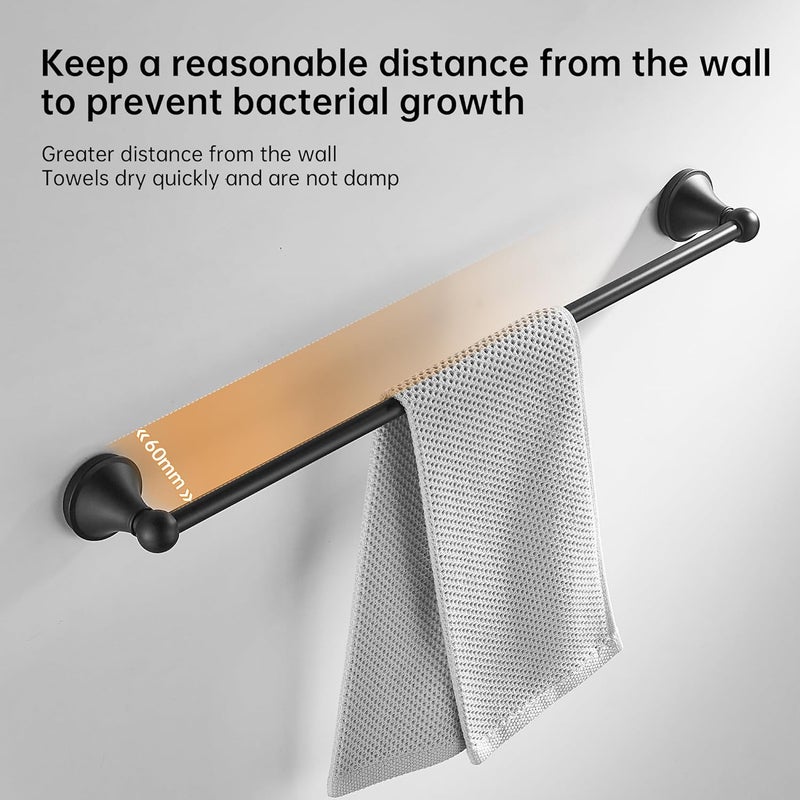 BRIMIX Bath Towel Rack Wall Mounted Towel Bar Bathroom Hardware Accessories Towel Holder (Black) - Image 4