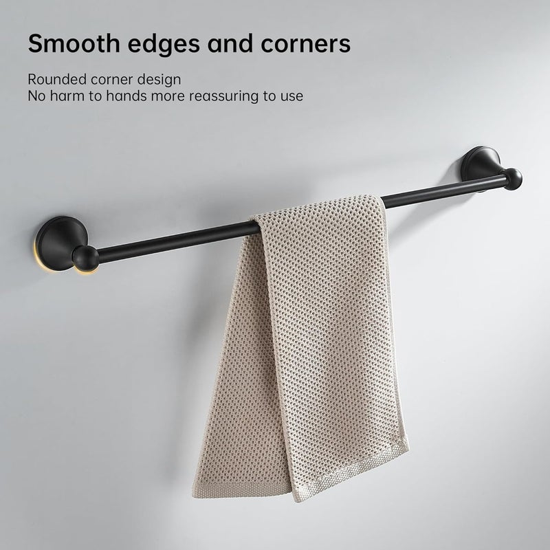 BRIMIX Bath Towel Rack Wall Mounted Towel Bar Bathroom Hardware Accessories Towel Holder (Black) - Image 3