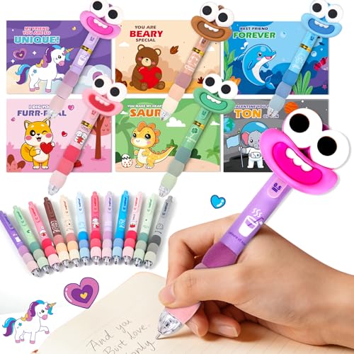 Bstoyder Valentines Day Cards for Kids School with 24 Pcs Ballpoint Pen, Valentines Day Gifts for Kids School, Smile Ballpoint Pen with Greeting Cards for Valentines School Classroom Exchange Gift Party Favor - Image 1