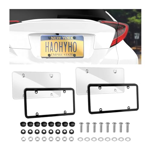 Bittwee Car License Plate Frames Cover 2PCS Clear Vehicle Front Rear Tag Shield Holder with Screws Caps Rustproof Automotive Exterior Protector Accessories Universal for Truck SUV RV - Image 1