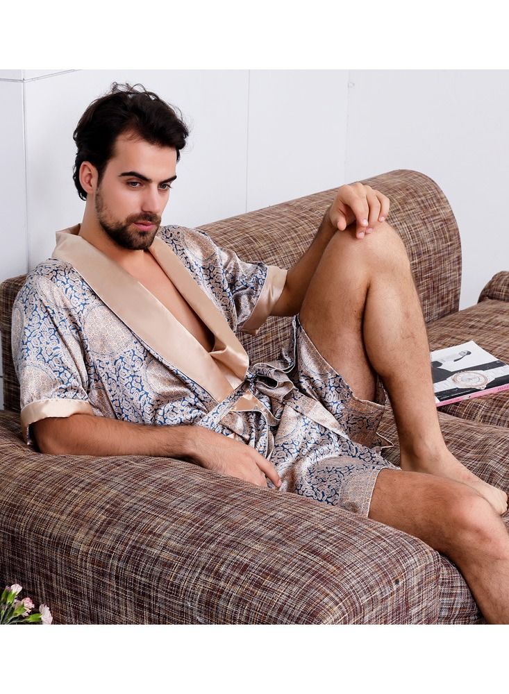 Loquat Printed Pyjama Robe Gold  - Image 2