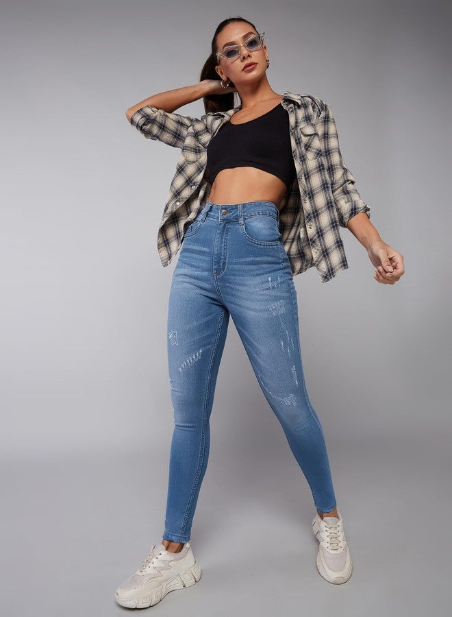 مس تشايس بنطلون جينز نسائي ضيق بخصر عالٍ قابل للتمدد من Miss Chase (مقاسات كبيرة) (MCAW18DEN02-77-321-26، أزرق زينيث، 26) - Image 3