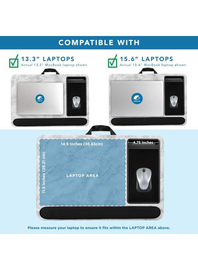 Lapgear Home Office Pro Lap Desk With Wrist Rest, Mouse Pad, And Phone Holder -White Marble - Fits Up To 15.6 Inch Laptops - Style No. 91591 - Image 3