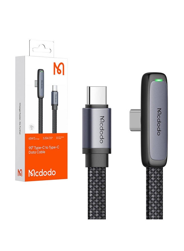 Mcdodo كابل بيانات مكدو CA-3360 65 واط من نوع C إلى نوع C بزاوية 90 درجة 1.2 متر - Image 2
