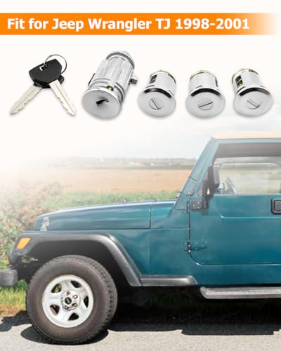 ANODZU Ignition Key Switch Lock Cylinder & Door Lock Cylinder Fit for Jeep Wrangler TJ 1998-2001 with 2 Keys Replace 5003843AB 4746311 703719 DL4815 DL6946 - Image 4