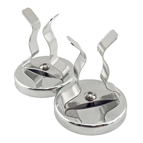 Master Magnetics Ceramic Round Base Magnet with Silver Spring Clamp Pack - Heavy-Duty Strong Magnets - 35 lb Pull Each - Nickel-Plated - 2.04" D - 2.210" H - 2-Pack - Image 1