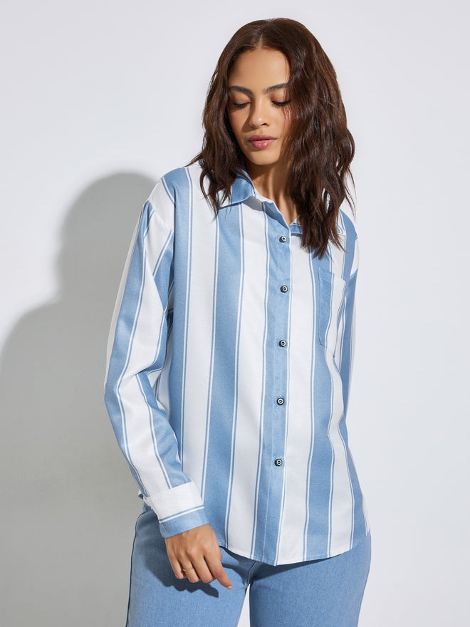 Styli Striped Oversized Casual Shirt - Image 3