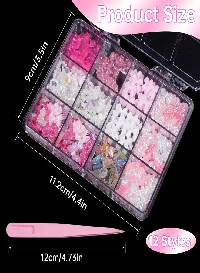 Uotey 3D Bows Pearl Heart Nail Charms, Acrylic Butterfly Bear Heart Bows Flowers Charms for Acrylic Nail for DIY Accessories - Image 4