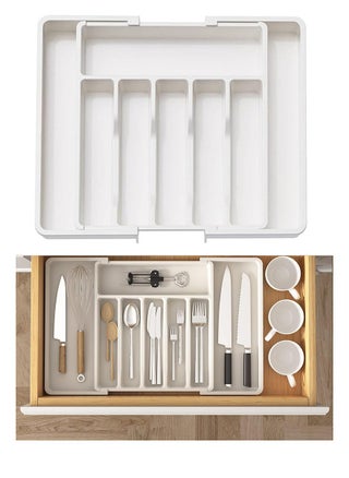 Silverware Drawer Organizer Expandable Utensil Tray for Kitchen Adjustable Flatware and Cutlery Holder, Compact Plastic Storage for Spoons Forks Knives Large Safe Grade Finis - pzsku/Z9883C2D222D76E5DB5ECZ/45/_/1729945876/90e13a1e-da79-423d-885d-819b2472a236