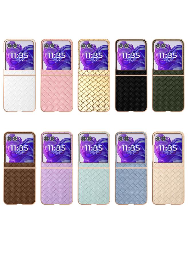 erorex Case For Motorola Razr 50 Electroplated Frame Woven Texture PU Phone Case - Image 5