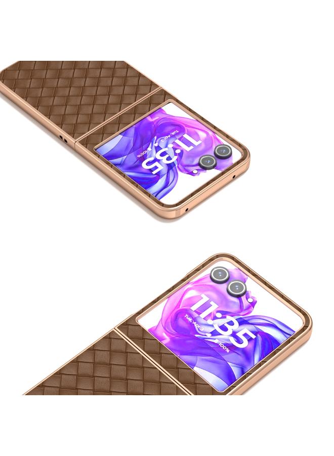 erorex Case For Motorola Razr 50 Electroplated Frame Woven Texture PU Phone Case - Image 3