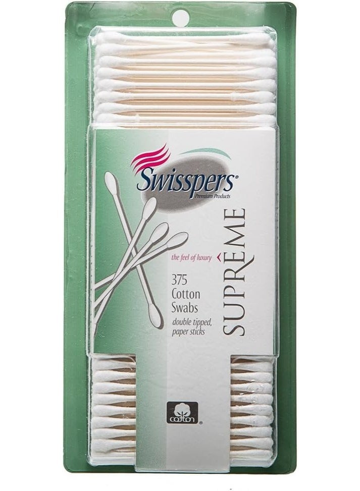 Swisspers Cotton Swabs Sprm Dbltip, 375 Count
