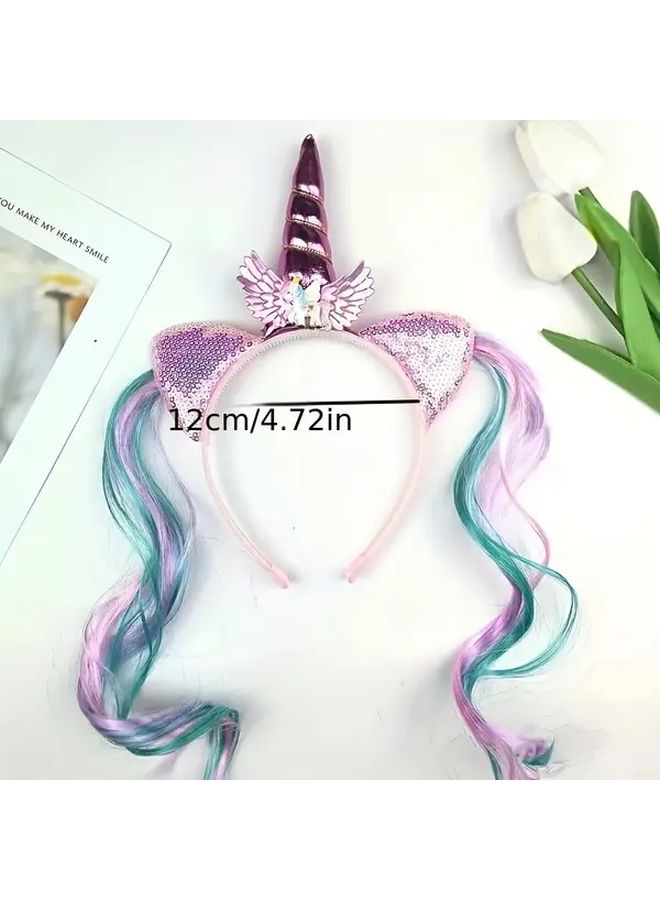 Golden Unicorn Headband With Glitter And Sequins For Birthday Parties Festivals Carnival - Image 4
