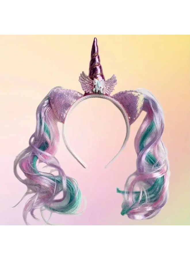 Golden Unicorn Headband With Glitter And Sequins For Birthday Parties Festivals Carnival - Image 3