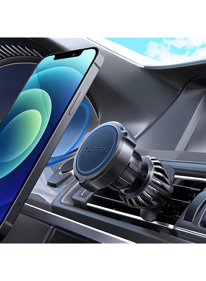 erorex Magnetic Car Phone Holder Upgraded Metal Hook Grip And Super Strong Magnet Cell Phone Mount For Car Air Vent Compatible With Iphone 14 Samsung Smartphones And Tablets  - Image 1