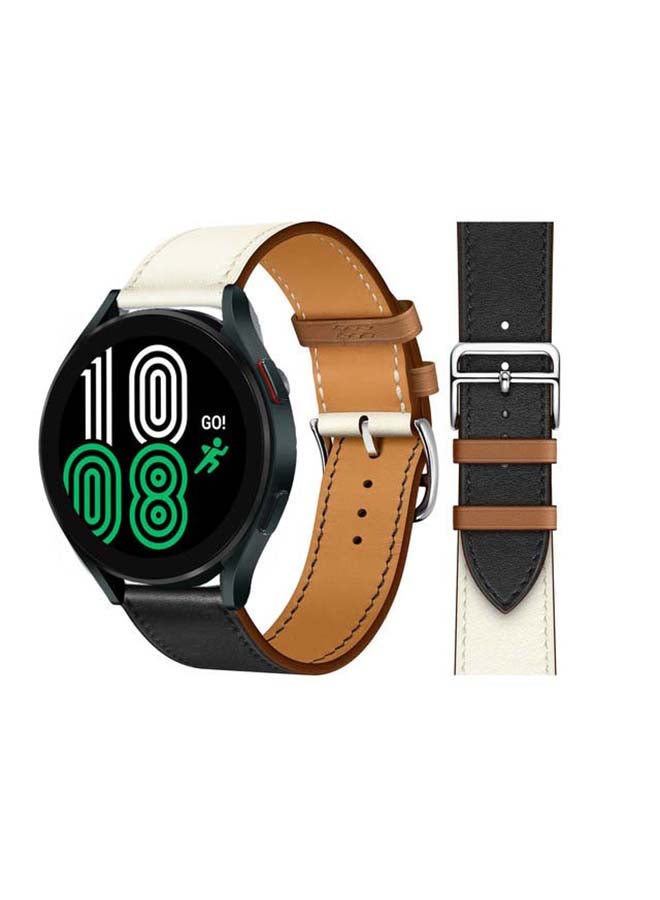 Perfii Replacement Band For Samsung Galaxy Watch4 Noir/Blanc/Gold Swift - White Black - Image 1