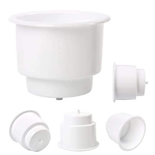 Amarine Made 4Pcs Marine Plastic Cup Drink Holder with Drain Insert, White - Image 4