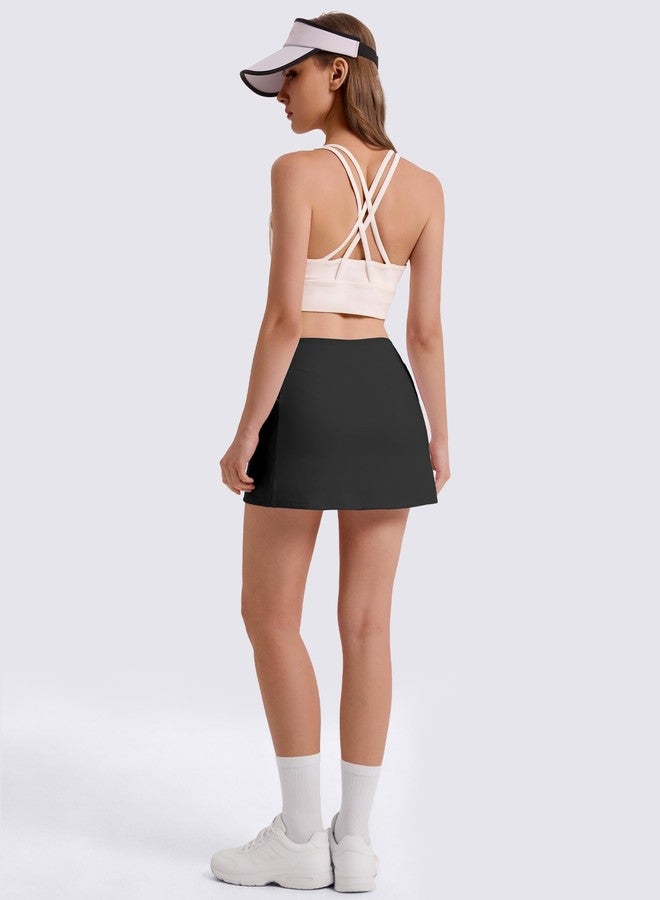 DLOODA Skorts for Woman Tennis Golf Skirt 4 Side Pockets High Waisted Athletic Pickleball Mini Skirts Black M - Image 2