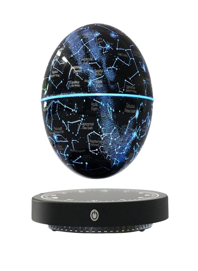 WUPYI Levitating Globe Magnetic Floating Globe Night Light Constellation Ball with LED Light Display Cool Tech Children Educational Gift Home Office Desk Decor (Black-Clock Base) - Image 1