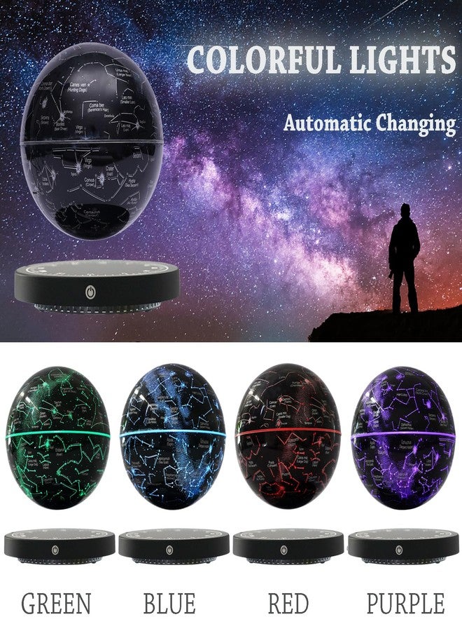 WUPYI Levitating Globe Magnetic Floating Globe Night Light Constellation Ball with LED Light Display Cool Tech Children Educational Gift Home Office Desk Decor (Black-Clock Base) - Image 2