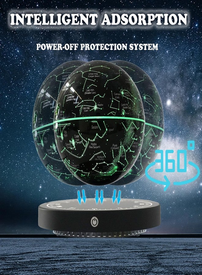 WUPYI Levitating Globe Magnetic Floating Globe Night Light Constellation Ball with LED Light Display Cool Tech Children Educational Gift Home Office Desk Decor (Black-Clock Base) - Image 3
