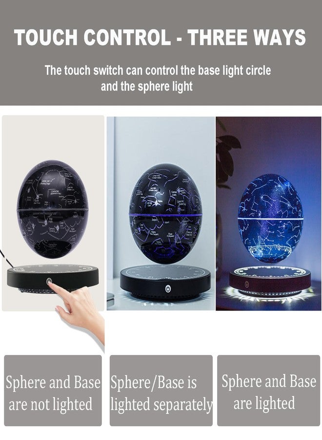 WUPYI Levitating Globe Magnetic Floating Globe Night Light Constellation Ball with LED Light Display Cool Tech Children Educational Gift Home Office Desk Decor (Black-Clock Base) - Image 4