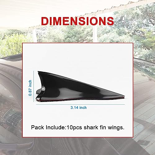 RULLINE Air Vortex Generator Diffuser Shark Fin 10pcs Set Kit Compatible with Spoiler Roof Wing Pointed End Style Black - Image 2