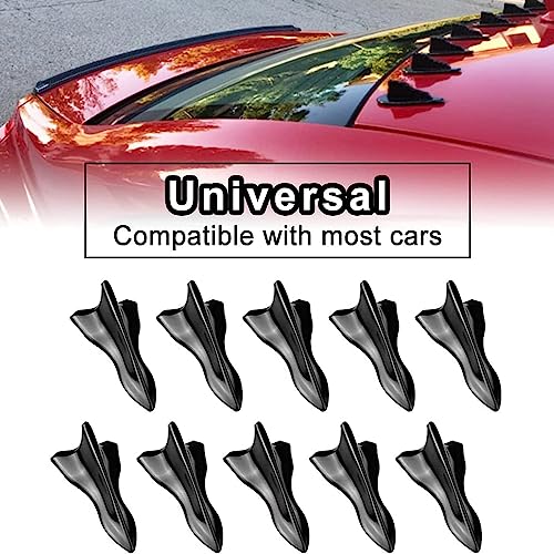 RULLINE Air Vortex Generator Diffuser Shark Fin 10pcs Set Kit Compatible with Spoiler Roof Wing Pointed End Style Black - Image 3