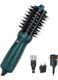 Aima Beauty Aima Beauty Hair Dryer Brush Dual Voltage Worldwide Travel Blow Dryer Brush Hot Air Brush with Oval Barrel 360Airflow for SmoothNegative Ionic FrizzFree DryingStraighteningVoluming Dark Green 
