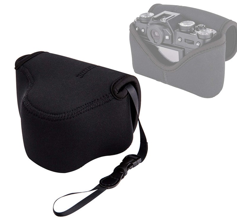 Fotasy JJC Black Ultra Light Neoprene Camera Case, Compatible with X-E4 X-T30 II X-T30 X-T20 X-T10 +Short Prime Lens, 18mm F1.4/ 27mm F2.8/ 35mm F2, Pouch Bag Fuji X100V X100VI, Compact Size 127x85x84mm - Image 1
