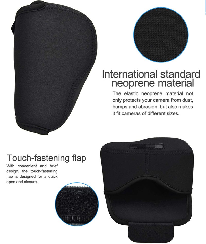 Fotasy JJC Black Ultra Light Neoprene Camera Case, Compatible with X-E4 X-T30 II X-T30 X-T20 X-T10 +Short Prime Lens, 18mm F1.4/ 27mm F2.8/ 35mm F2, Pouch Bag Fuji X100V X100VI, Compact Size 127x85x84mm - Image 3