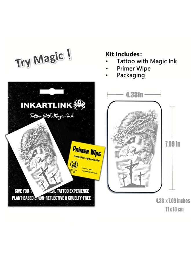 INKARTLINK Semi Permanent Tattoo, Party Tattoo, Beautiful and Realistic Design, Funny Tattoo Experience, Cruelty Free, Non-Reflective, Waterproof (Jesus 2) - Image 2