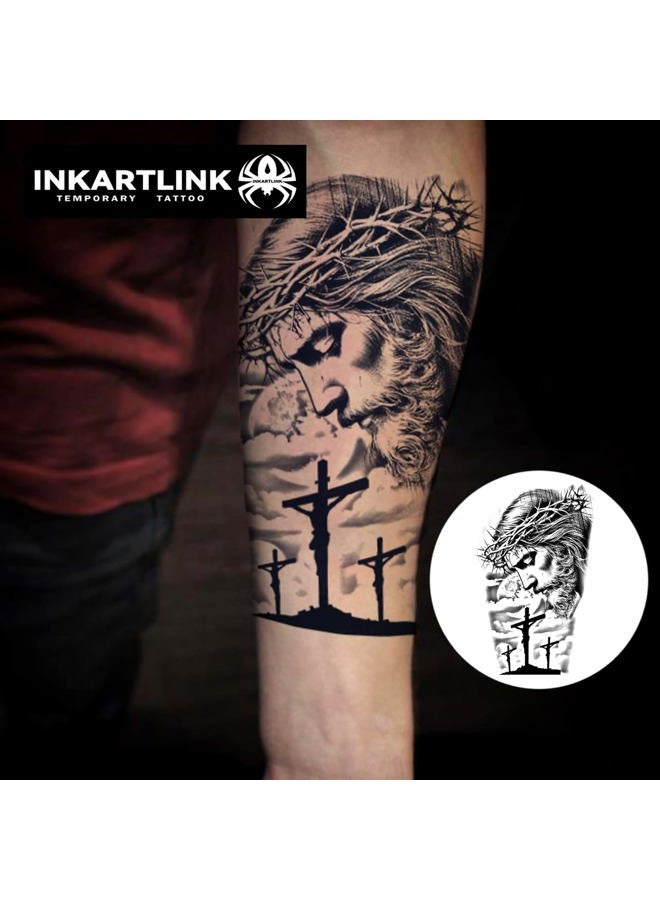 INKARTLINK Semi Permanent Tattoo, Party Tattoo, Beautiful and Realistic Design, Funny Tattoo Experience, Cruelty Free, Non-Reflective, Waterproof (Jesus 2) - Image 3