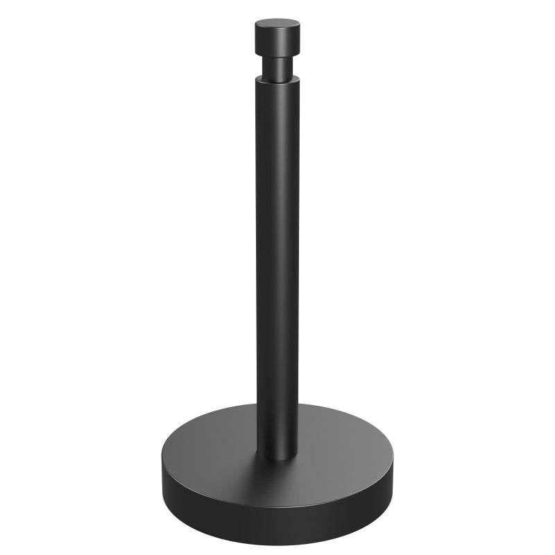 YUMORE Paper Towel Holder Countertop, Black Paper Towel Holder with Weighted Base Non Slip, Standing Paper Towel Roll Holder for Kitchen Bathroom, Stainles Steel (Matte Black) - Image 1