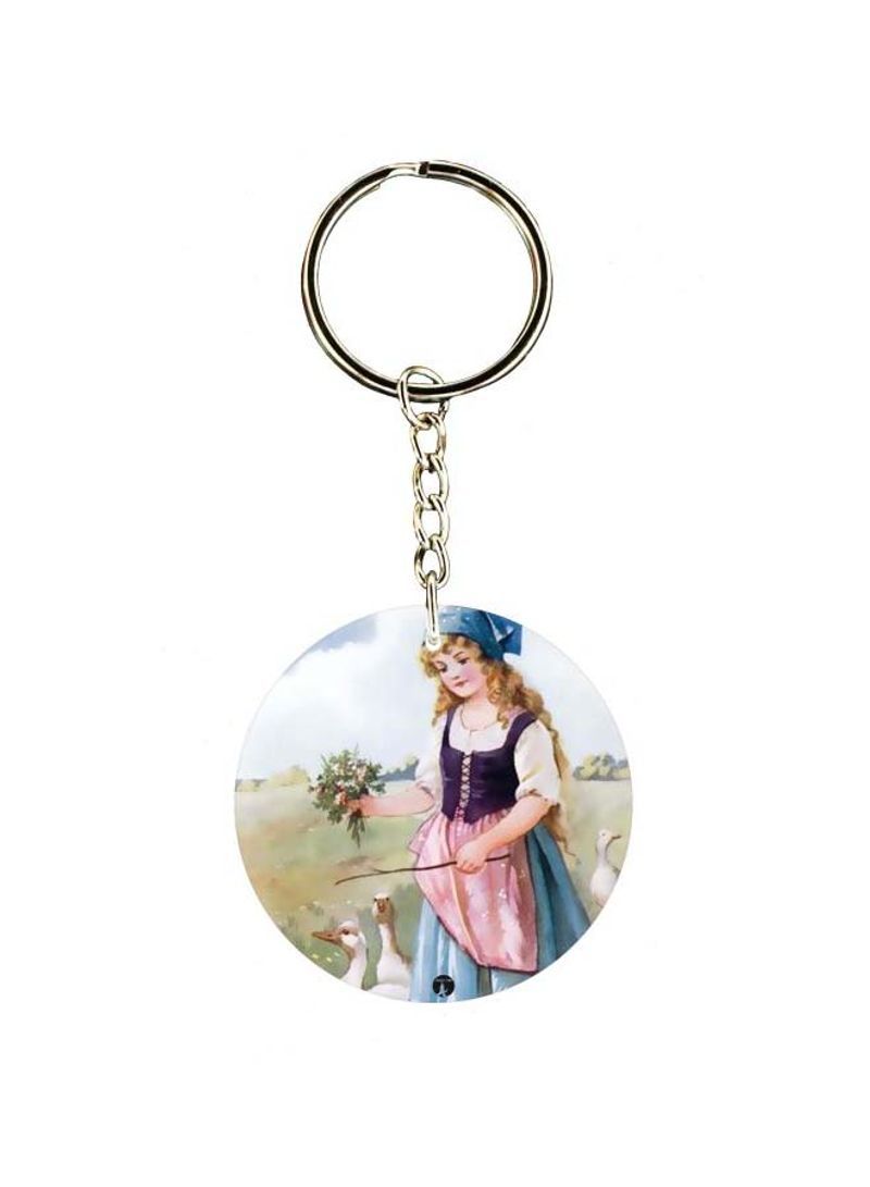 Double Sided Girl Printed Keychain